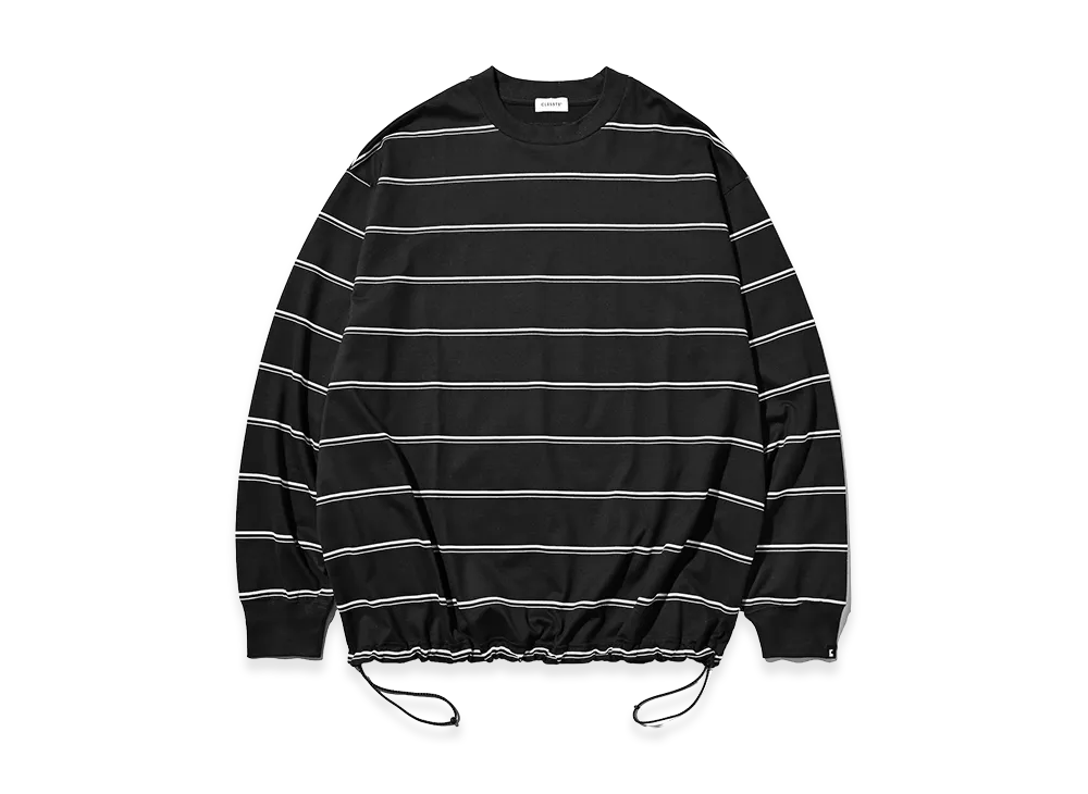 CLESSTE Thick Thin Stripe L/S T-Shirt With Drawstrings "Black"