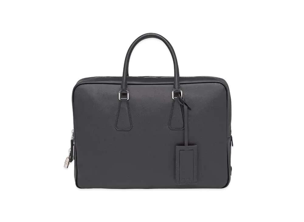 PRADA Saffiano Leather Briefcase "Black"