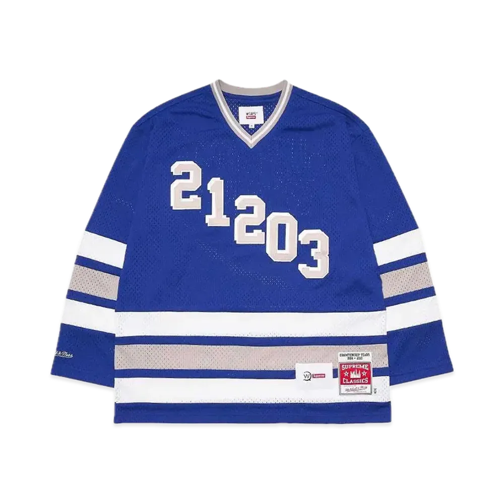 Supreme x WTAPS Mitchell & Ness Hockey Jersey "Blue"