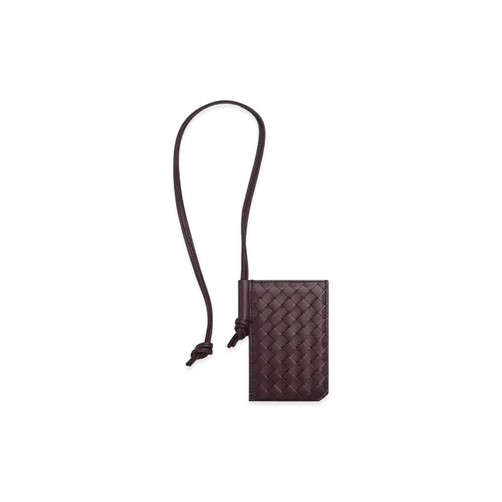 Bottega Veneta Intrecciato Piccolo Badge Holder "Dark Barolo"