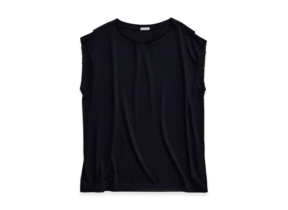 NICENESS W.Mcgeoch Cut-Off Sleeve Super 100's Wool Jersey T-Shirt "Navy"