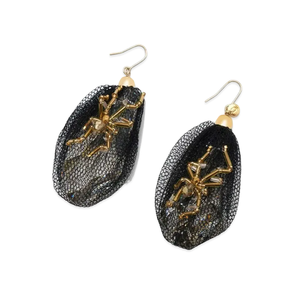 UNDERCOVER Silk Tulle Wrapped Swarovski Pierce "Black"