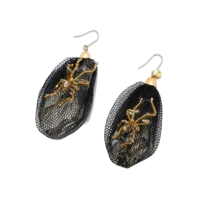 UNDERCOVER Silk Tulle Wrapped Swarovski Pierce "Black"