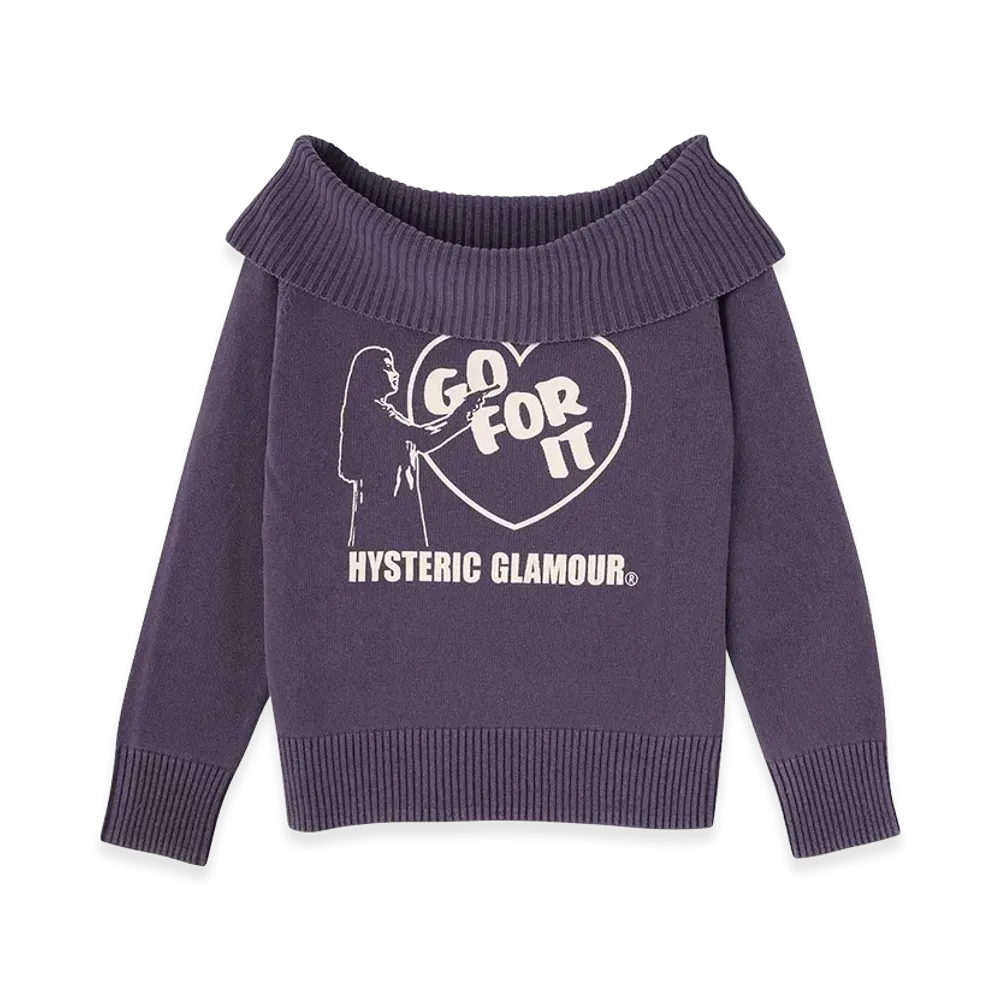 HYSTERIC GLAMOUR Women's GO FOR IT Sweater "Purple"