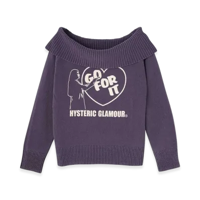 HYSTERIC GLAMOUR Women's GO FOR IT Sweater "Purple"