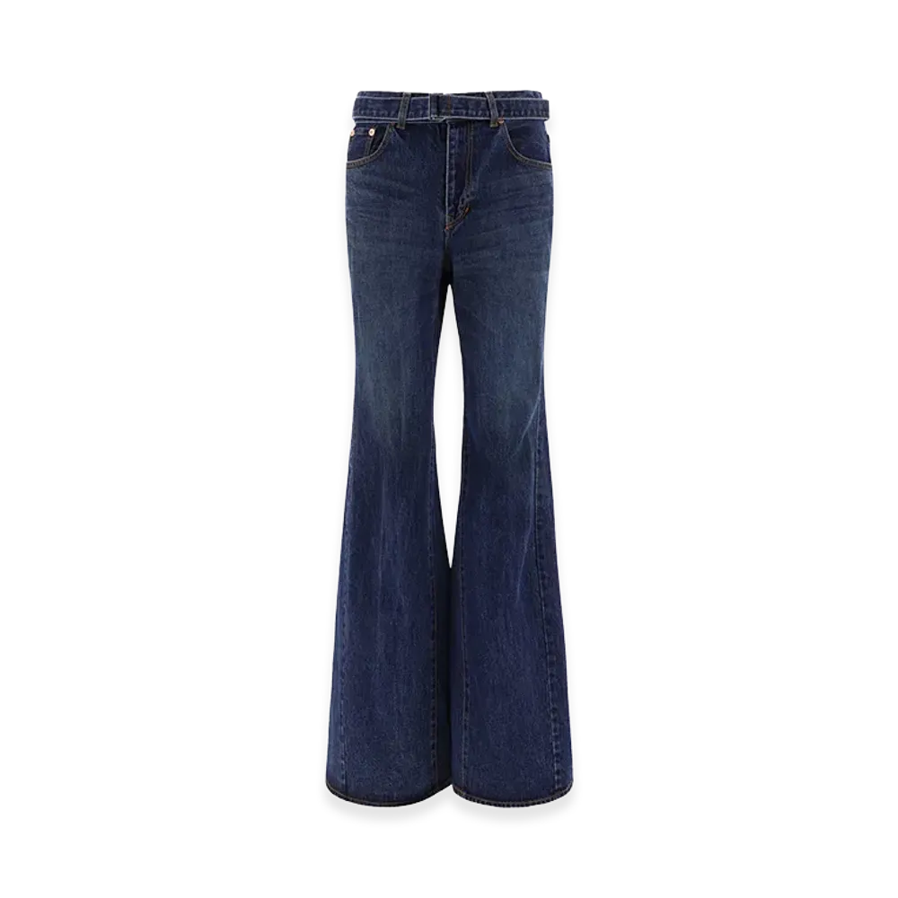sacai Women's Belted Flared Jeans "Blue"