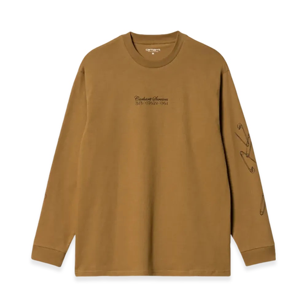Carhartt WIP Safety Pin Long Sleeve T-Shirt "Hamilton Brown"