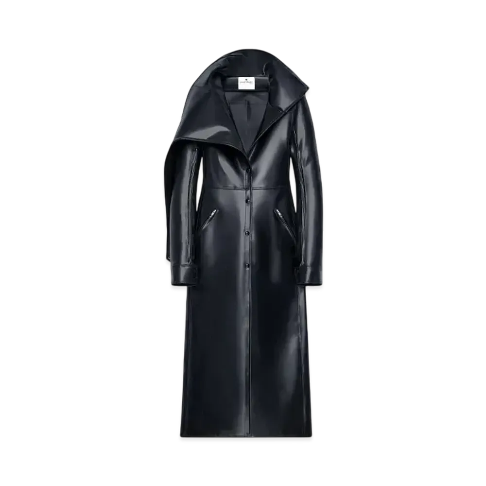 Courreges Long Latex Trench Coat "Black"