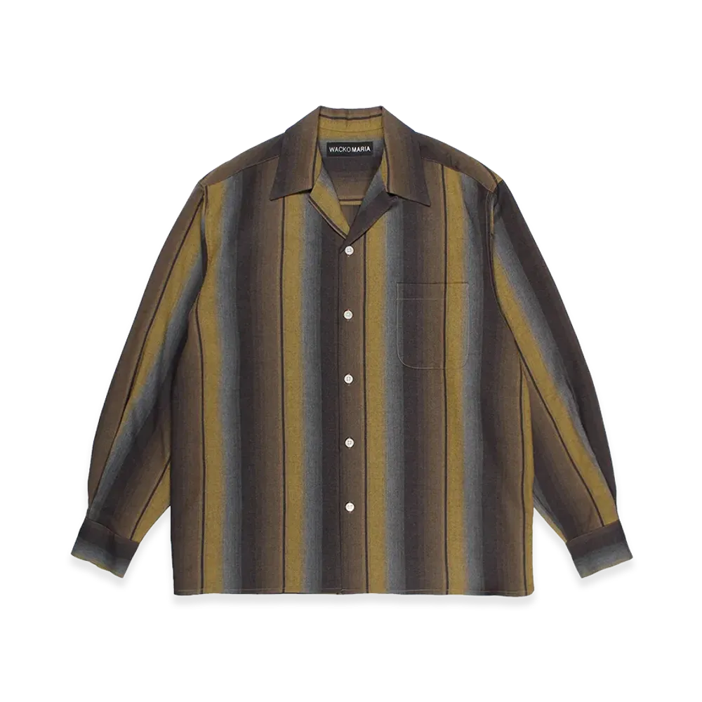 WACKO MARIA Ombre Striped Open Collar Shirt "Yellow"