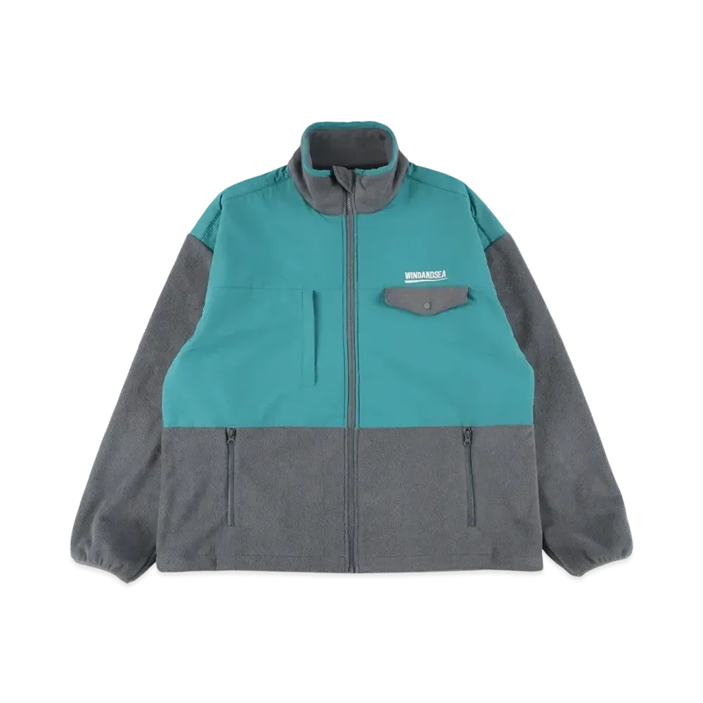 WIND AND SEA Fishnet Recycled Nylon Fleece Zipup Blouson "Sea_Foam"