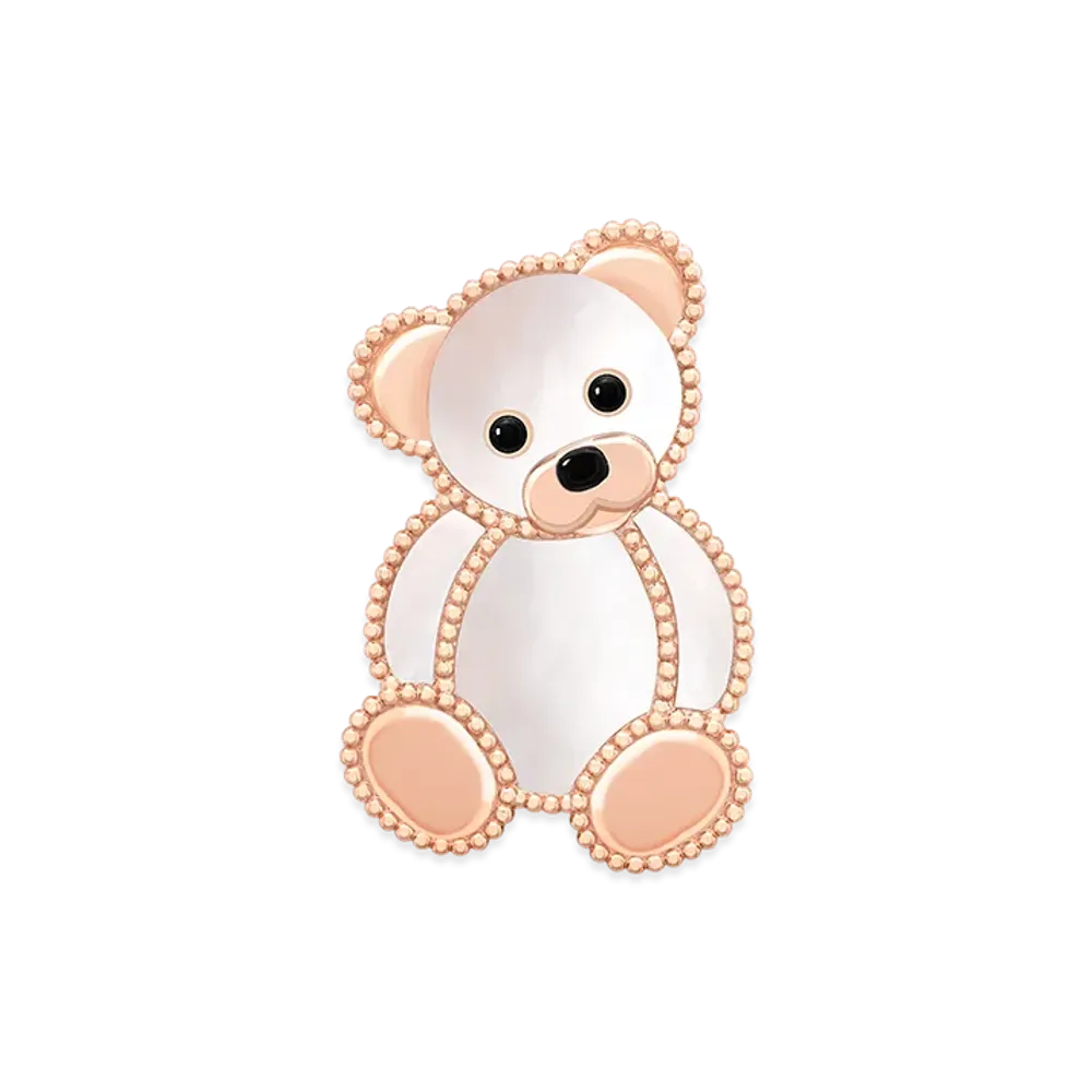 Van Cleef & Arpels Lucky Animals Teddy Bear clip "18K Rose gold/Onyx/Mother-of-pearl"