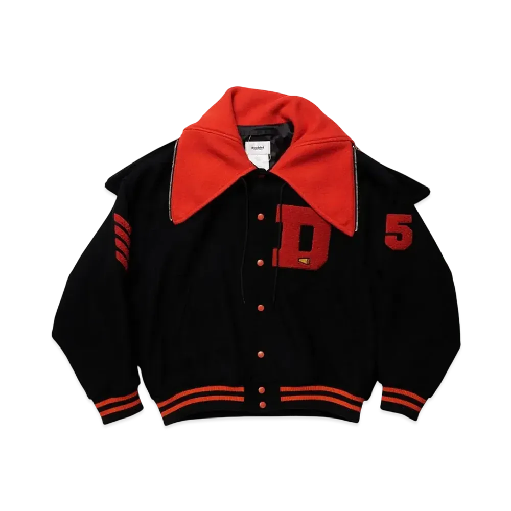 doublet Petal Mouth Hood Varsity Jacket "Black"