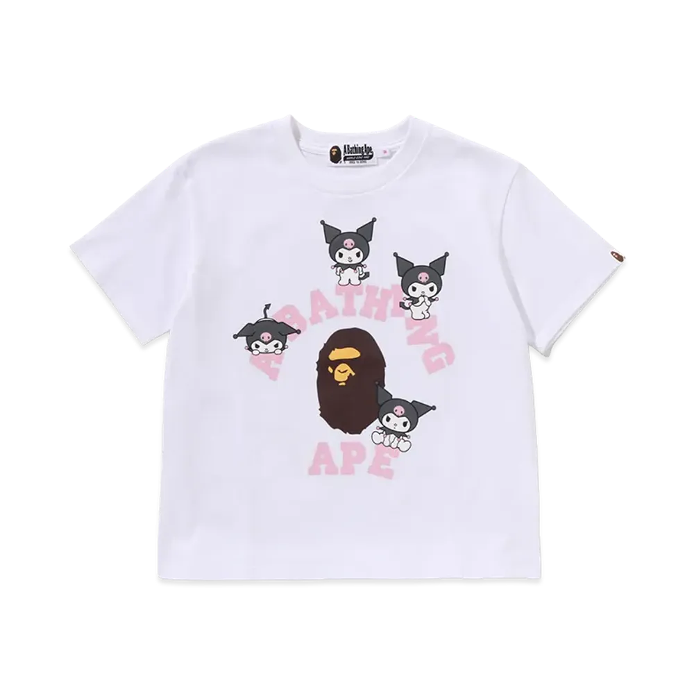 A BATHING APE x Kuromi Kids College Mini Tee "White"