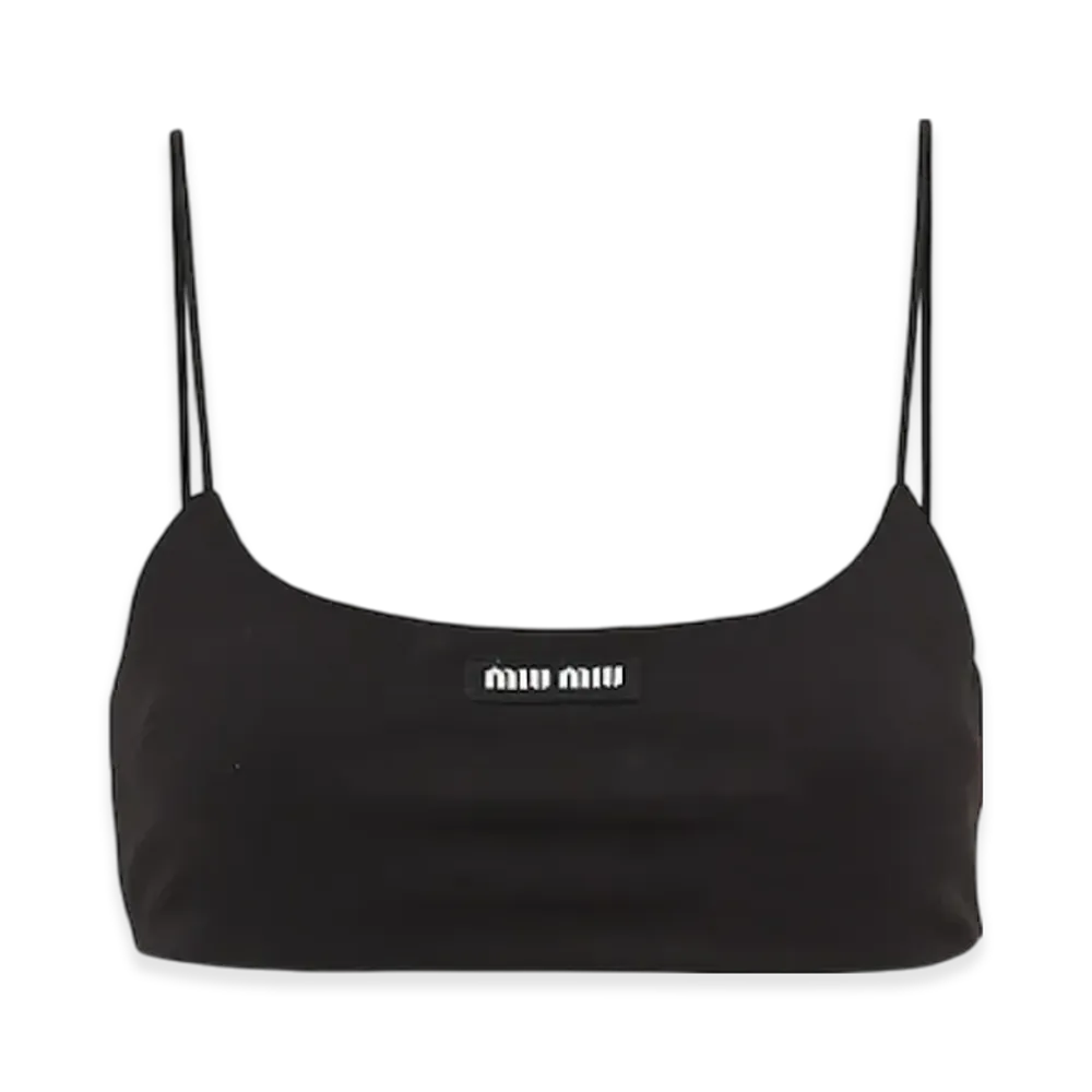 MIU MIU Women's Stretch Jersey Top with Logo "Black"