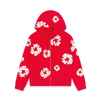 DENIM TEARS Cotton Wreath Zip Hoodie "Red"