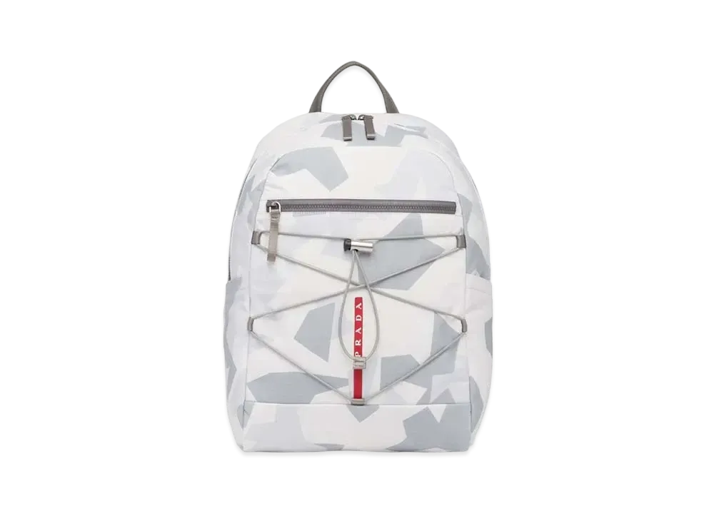 PRADA Printed Technical Fabric Backpack "Light Gray"