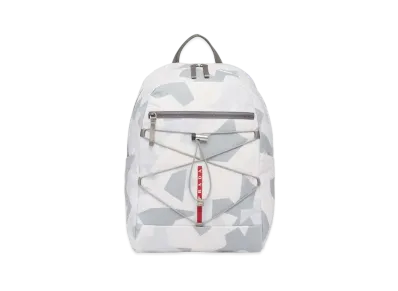 PRADA Printed Technical Fabric Backpack "Light Gray"