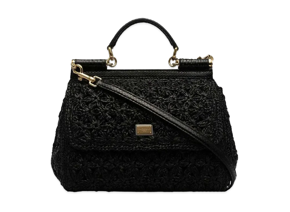 Dolce&Gabbana Sicily Bag Medium Crosse Lafia "Black"