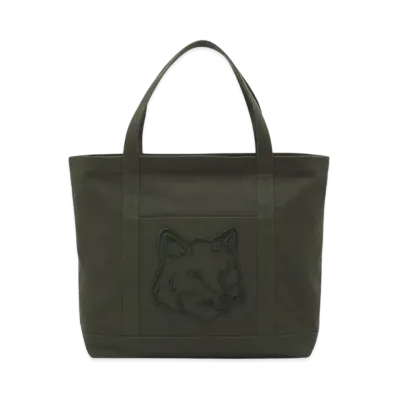 Maison Kitsune Fox Head Large Tote "Ranger Green"
