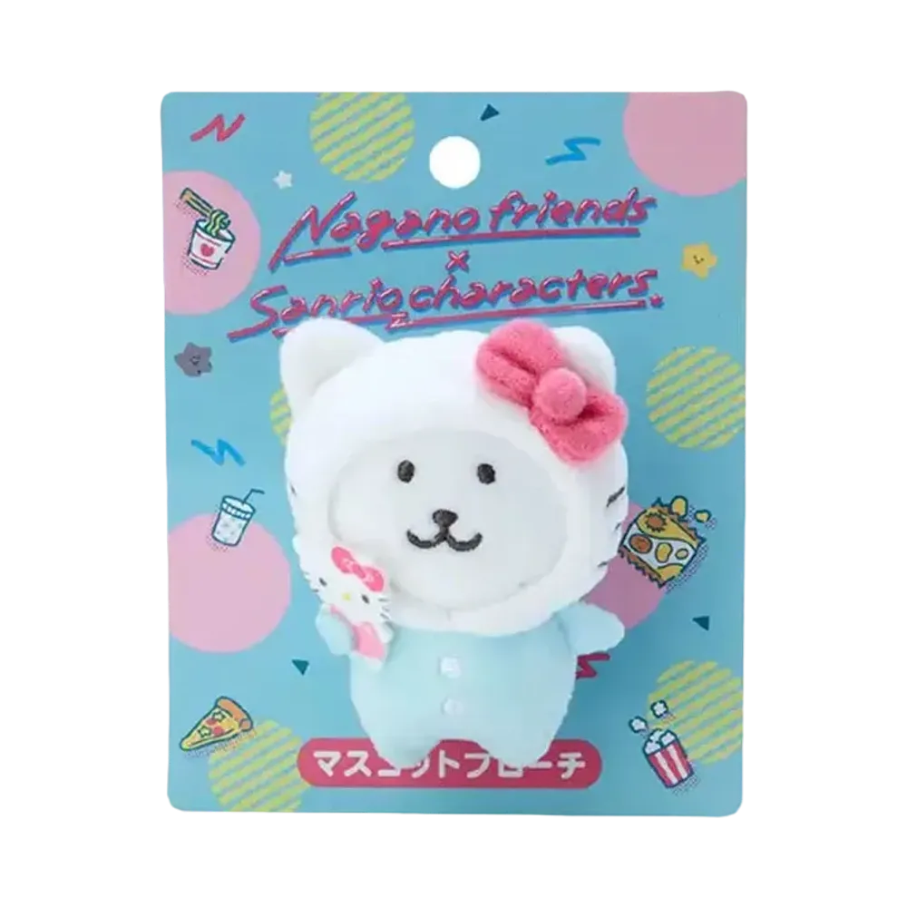 Sanrio -Chiikawa- Nagano Friends x Sanrio Characters Mascot Brooch (Nagano Bear x Hello Kitty)