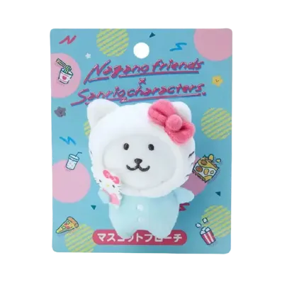 Sanrio -Chiikawa- Nagano Friends x Sanrio Characters Mascot Brooch (Nagano Bear x Hello Kitty)