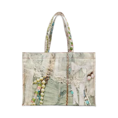 Acne Studios Logo Shoulder Tote Bag "White/Green"