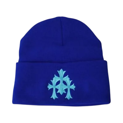 Chrome Hearts Cemetery Cross Patch Beanie "Blue"
