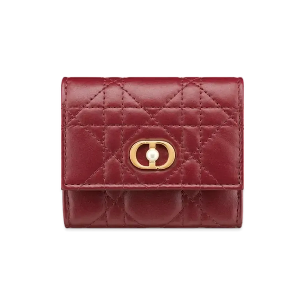 Dior Jolie Hibiscus Wallet Cannage Lambskin "Cherry Red"