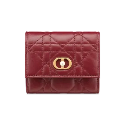 Dior Jolie Hibiscus Wallet Cannage Lambskin "Cherry Red"