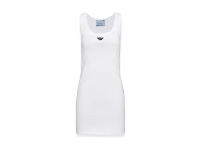 PRADA Women's Ribbed Knit Jersey Dress "White"