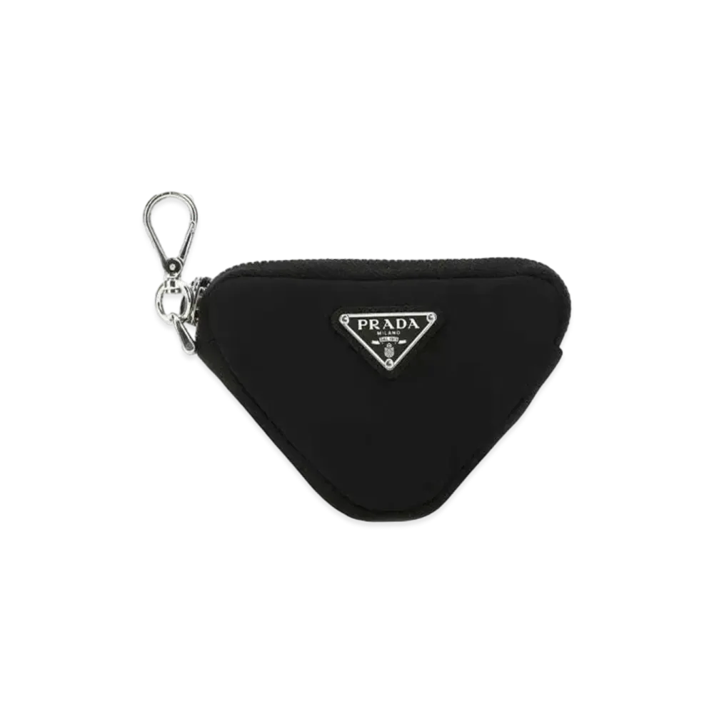 PRADA Triangle Logo Pouch Keyring "Black"