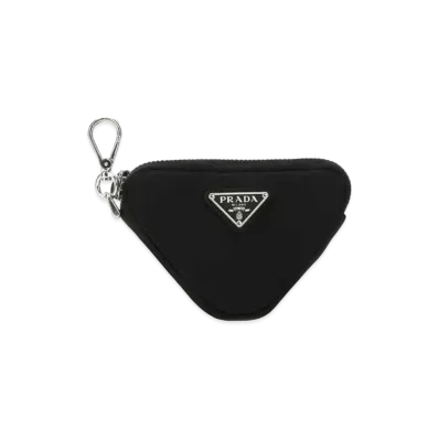 PRADA Triangle Logo Pouch Keyring "Black"