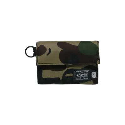 A BATHING APE x PORTER 1st Camo Wallet "Green"