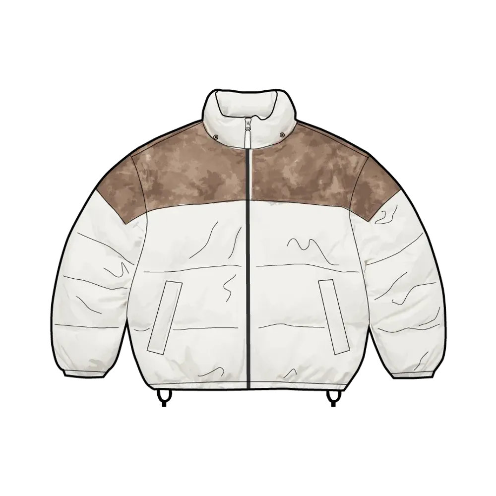 Supreme Leather Yoke Puffer Jacket "White"