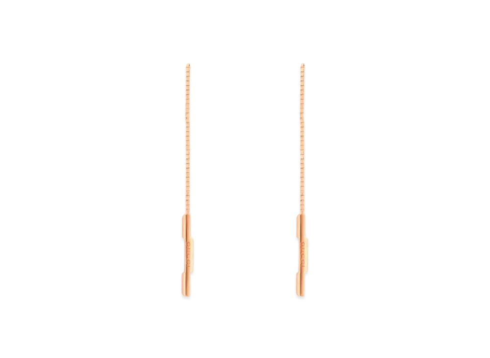 GUCCI Link To Love Chain Earrings With Gucci Bar "Pink"