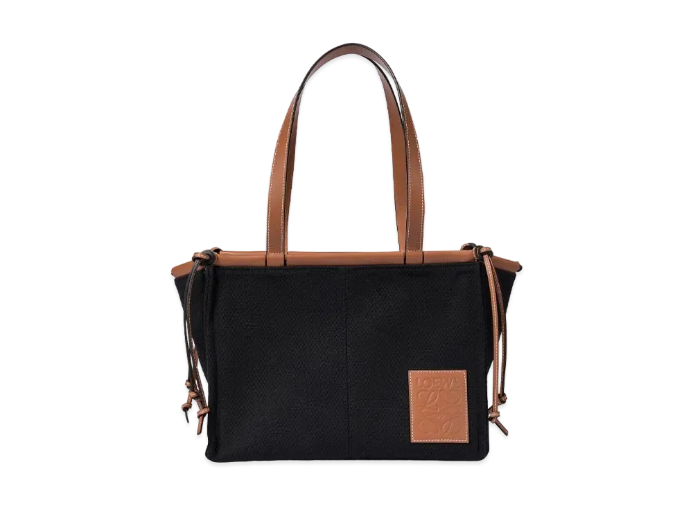 LOEWE Small Cushion Tote In Canvas And Calfskin "Black/Tan"