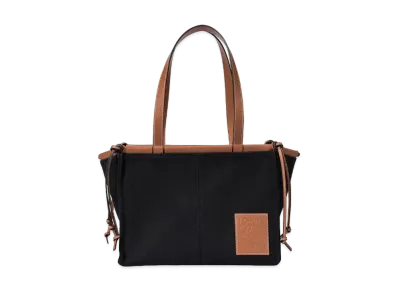 LOEWE Small Cushion Tote In Canvas And Calfskin "Black/Tan"
