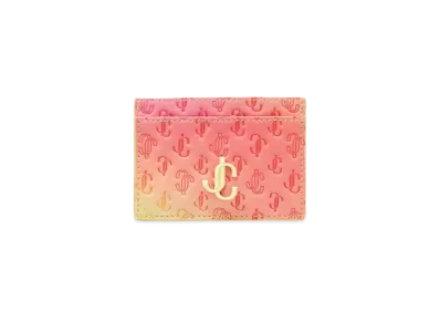 Jimmy Choo Umika JC Logo Degrade Canvas Card Case With Sunbleached JC Logo "Sunbleached/Red Mix"