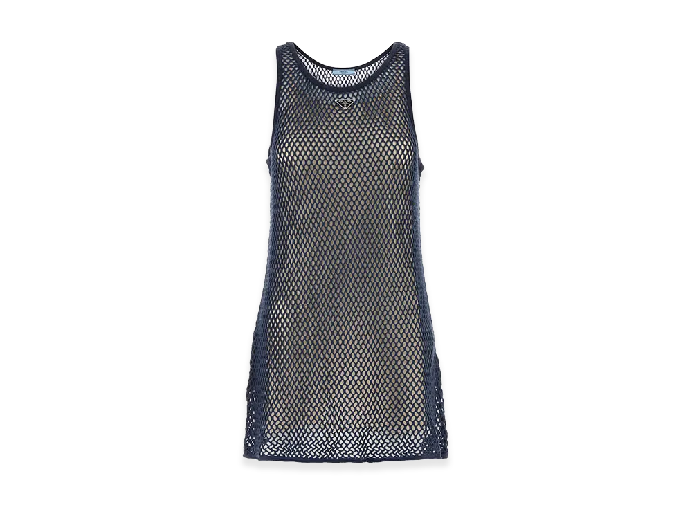 PRADA Women's Mesh Mini Dress "Navy Blue"