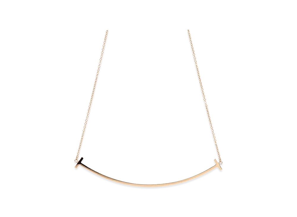 Tiffany & Co. Women's T Smile Pendant Large Necklace "Rose Gold"