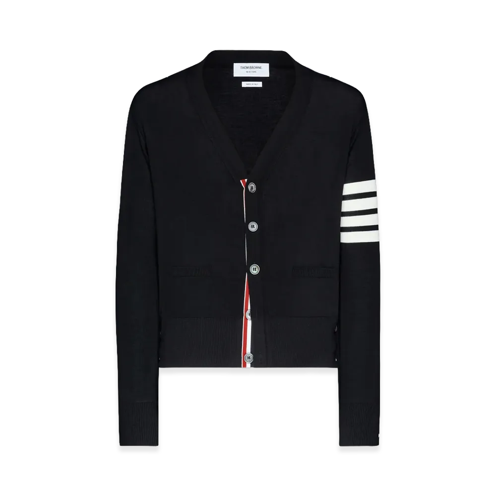 THOM BROWNE Merino Wool 4-Bar Classic Cardigan "Black"