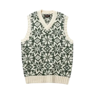 BEAMS Snow Pattern Vest 3G "Green"