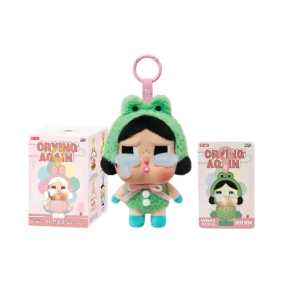 POP MART CRYBABY Crying Again Series Face Plush WHAT A FROG