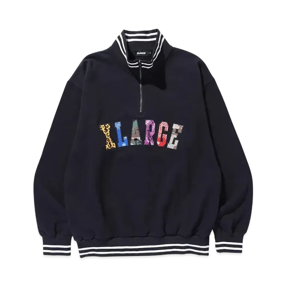 XLARGE Mixed Logo Half Zip Sweatshirt "Black"