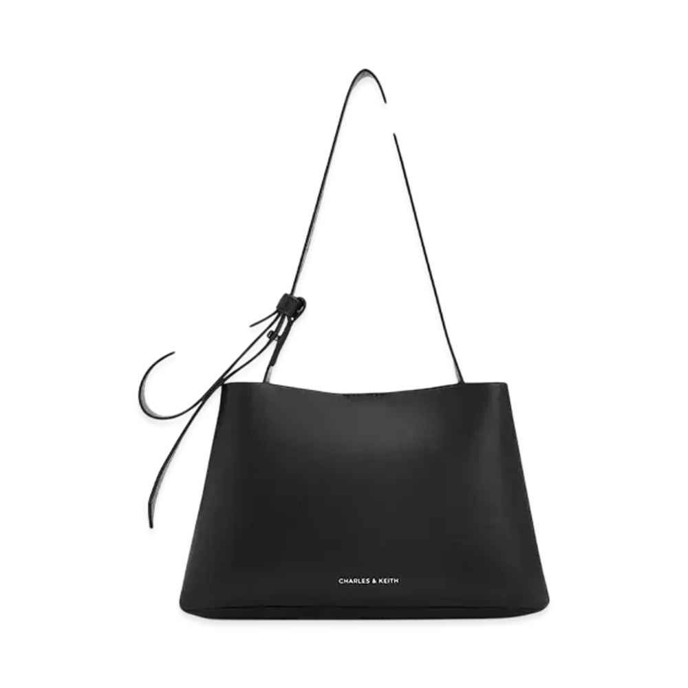 CHARLES & KEITH Odera Trapeze Bucket Bag "Noir"