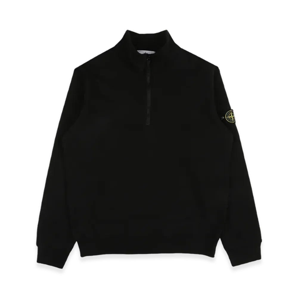 Stone Island 61951 Cotton Fleece Garment Dyed Half Zip Sweatshirt - 24SS "Black"
