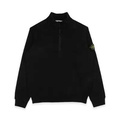 Stone Island 61951 Cotton Fleece Garment Dyed Half Zip Sweatshirt - 24SS "Black"