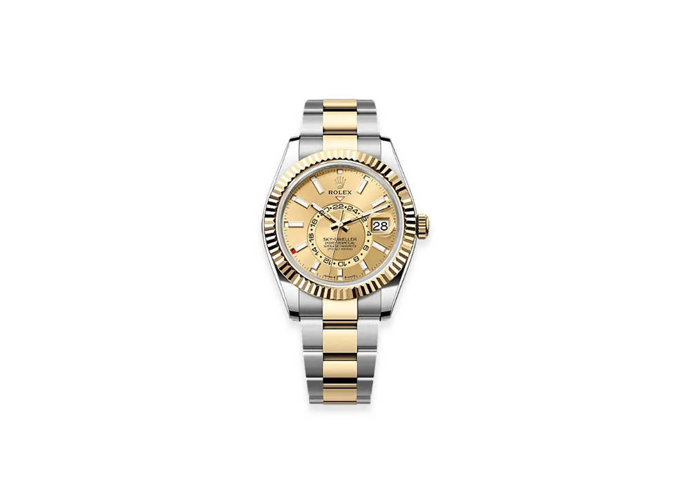 ROLEX Sky-Dweller 42mm Oystersteel & Yellow Gold 336933 "Champagne-colour"