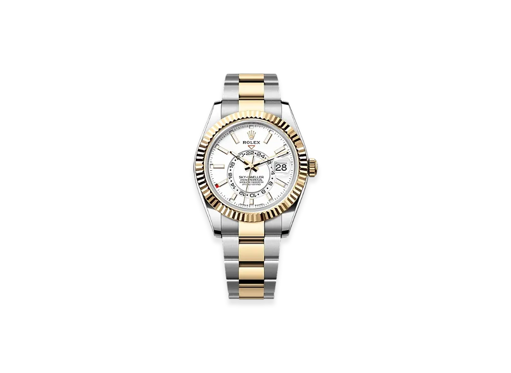 ROLEX Sky-Dweller 42mm Oystersteel & Yellow Gold 336933 "Intense White"