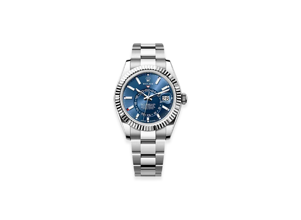 ROLEX Sky-Dweller 42mm Oystersteel & White Gold 336934 "Bright Blue"